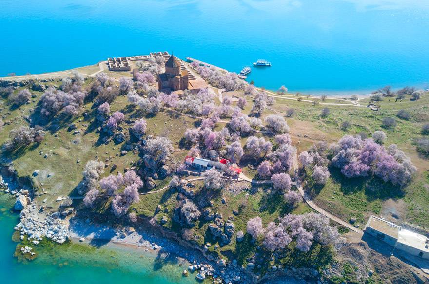 Badem çiçekleriyle süslenen Akdamar Adası’nda görsel şölen 12