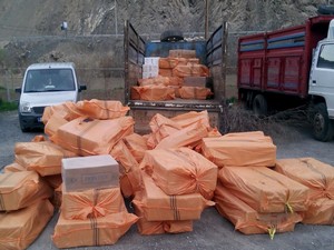 Hakkari'de 65 bin paket sigara ele geçirildi