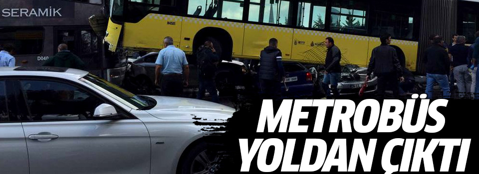 Kontrolden çıkan metrobüs, araçların üzerine uçtu