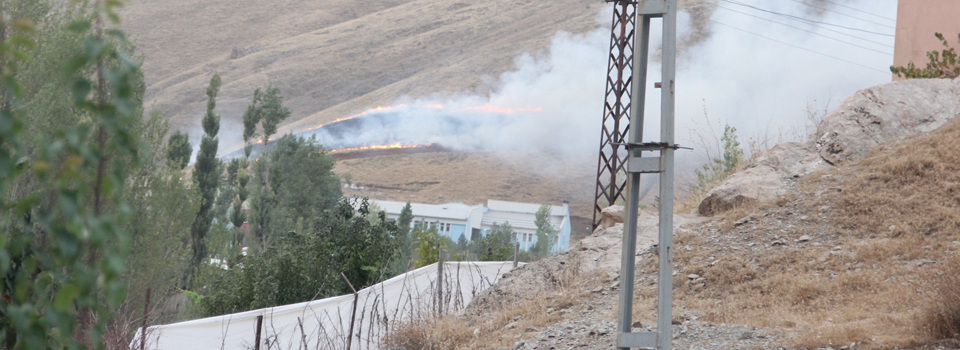 Hakkari’de anız yangını