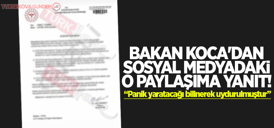 Bakan Koca'dan sosyal medyadaki o paylaşıma yanıt!