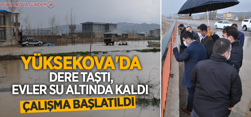 Yüksekova'da dere taştı, evler su altında kaldı