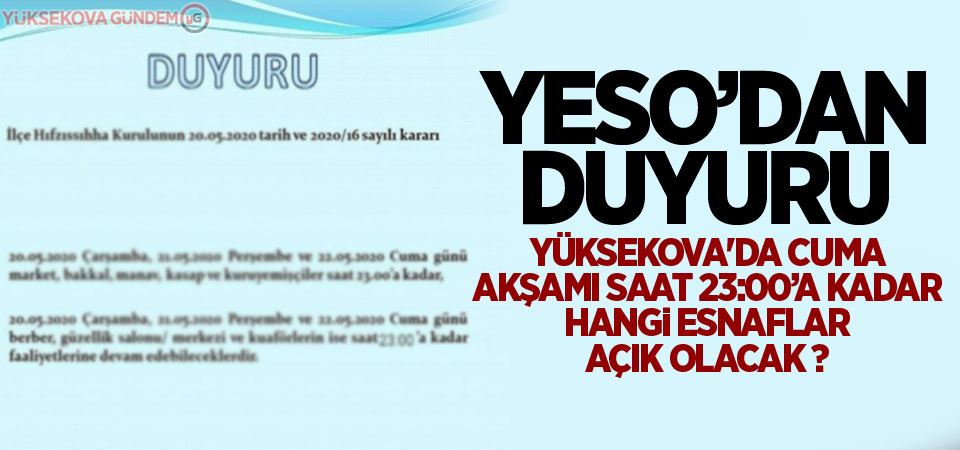 YESO'dan duyuru