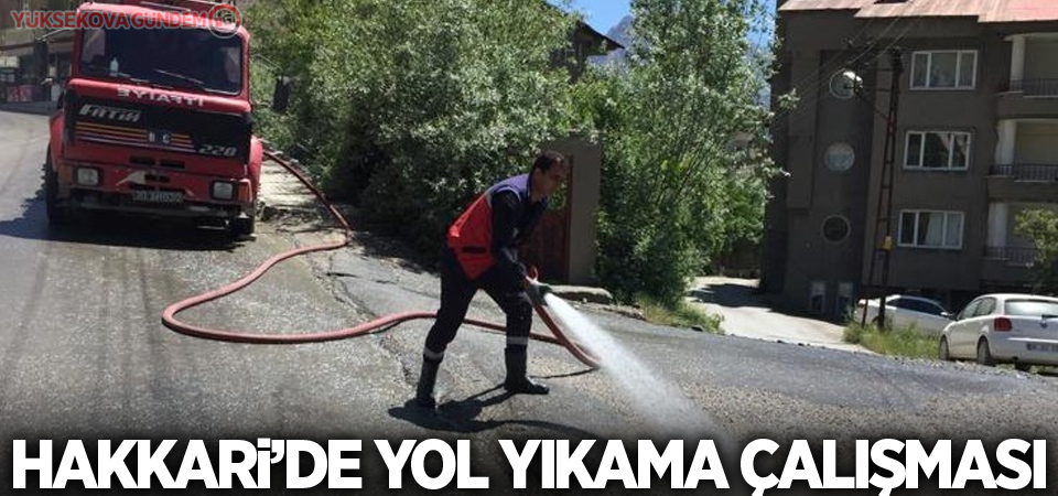 Hakkari’de yol yıkama çalışması