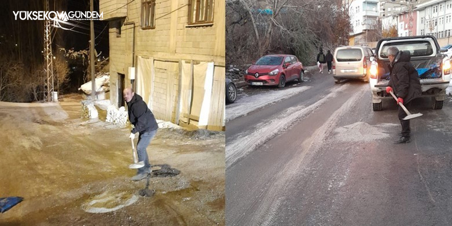 Hakkari’de yollar buz pistine döndü