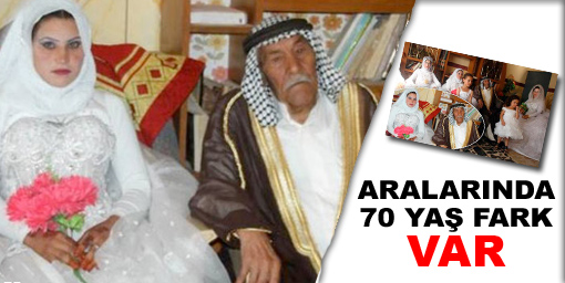 Gelin ve damat arasında 70 yaş fark var